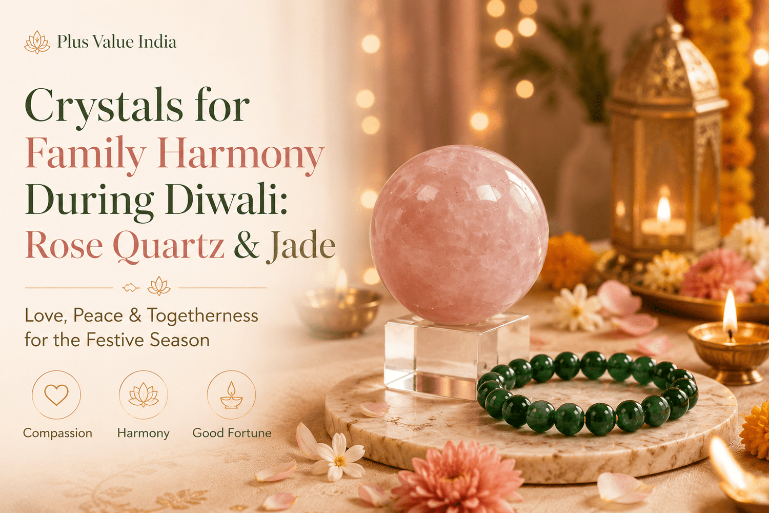 Crystals for Family Harmony During Diwali: Rose Quartz & Jade - plusvalueindia