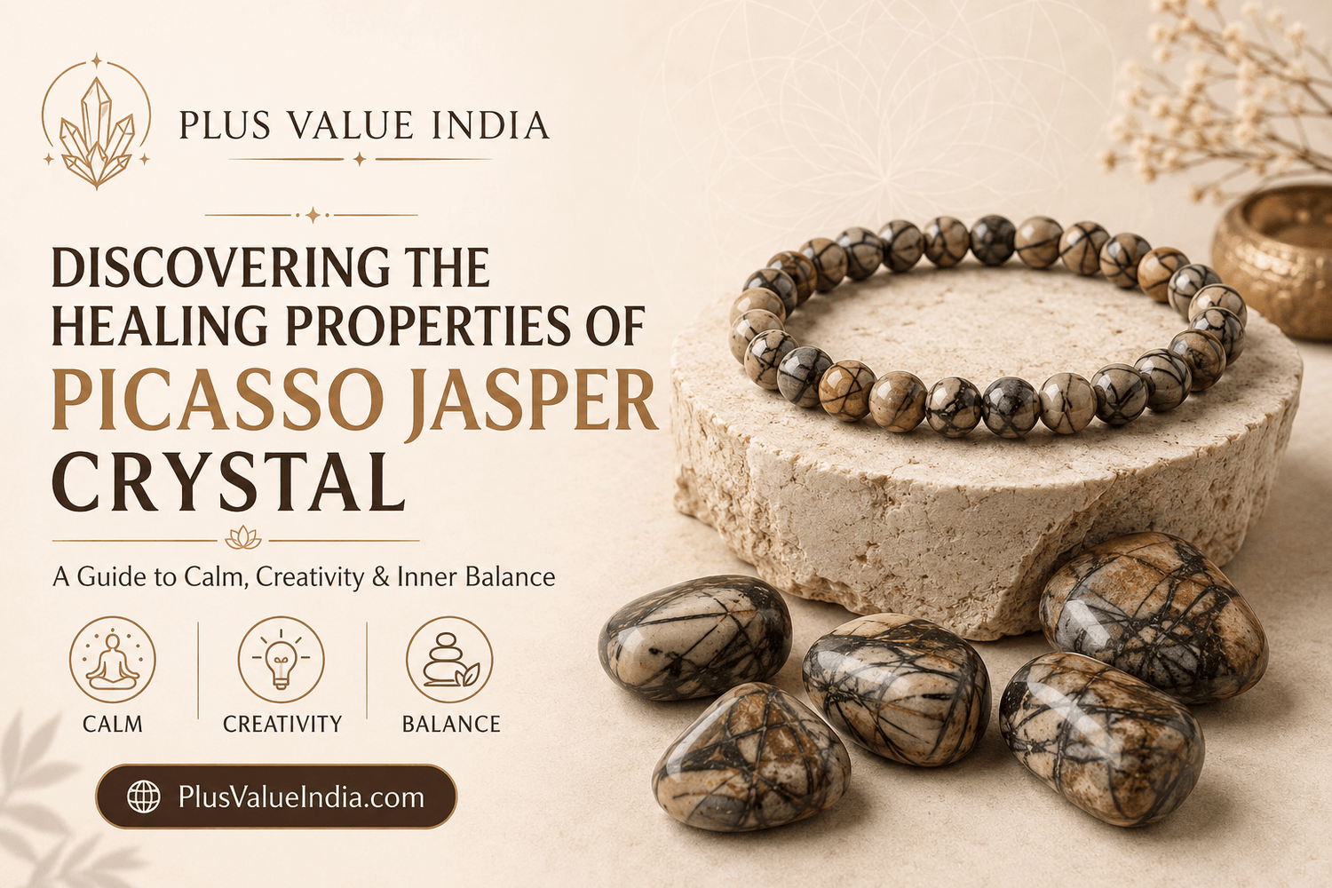Picasso jasper, natural jasper showing the dark brushstroke lines that give the stone its name