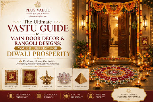 Diwali main door decoration, toran, rangoli and diya placement at the entrance