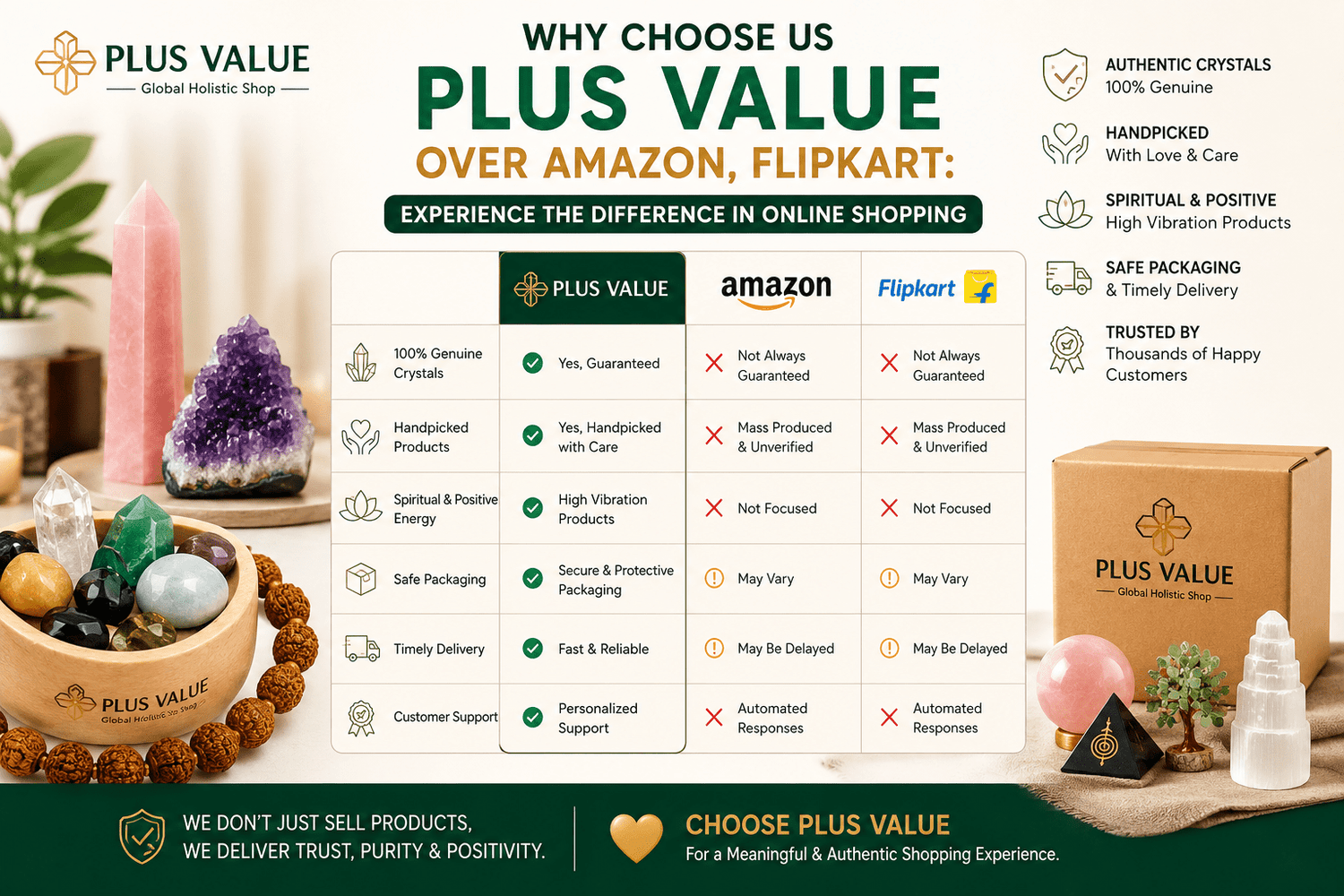 Plus Value India, Vastu and crystal specialists since 1991, product range shown together
