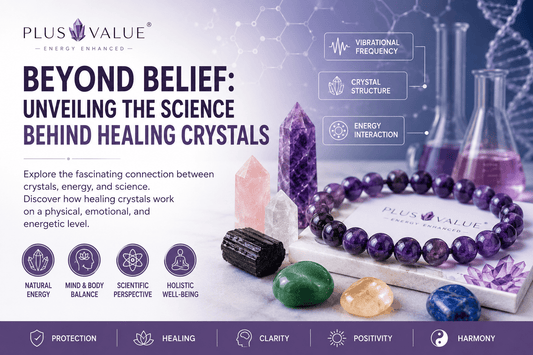 The science behind healing crystals, crystal lattice structure shown alongside natural specimens