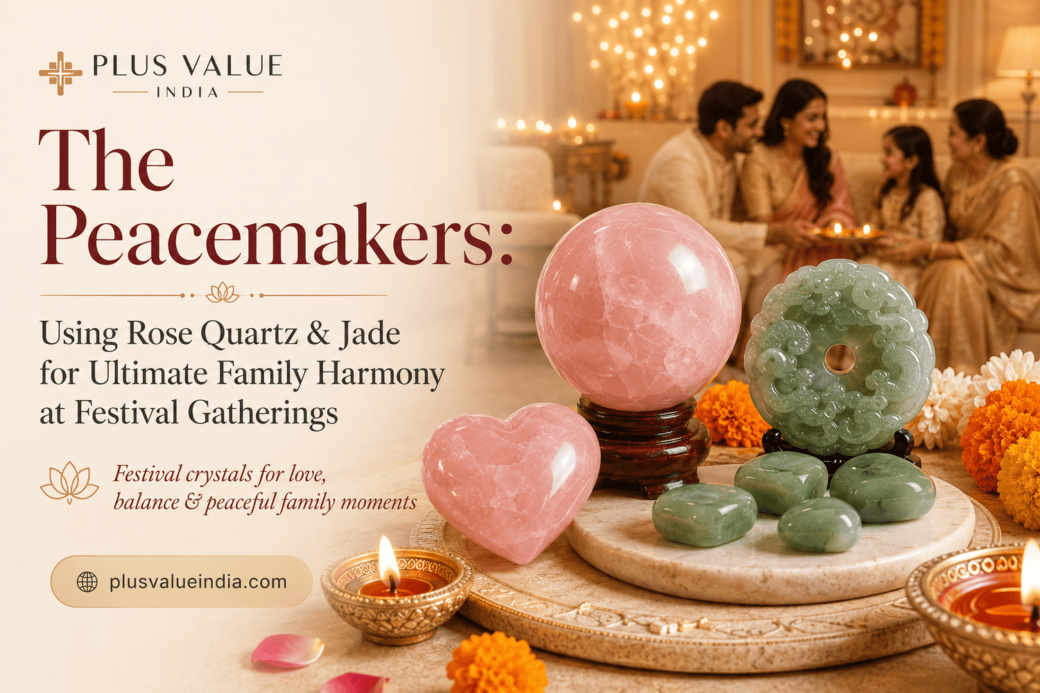 The Peacemakers: Using Rose Quartz & Jade for Ultimate Family Harmony at Festival Gatherings - plusvalueindia