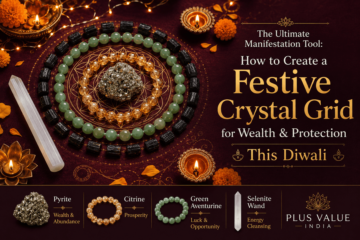 The Ultimate Manifestation Tool: How to Create a Festive Crystal Grid for Wealth & Protection This Diwali - plusvalueindia