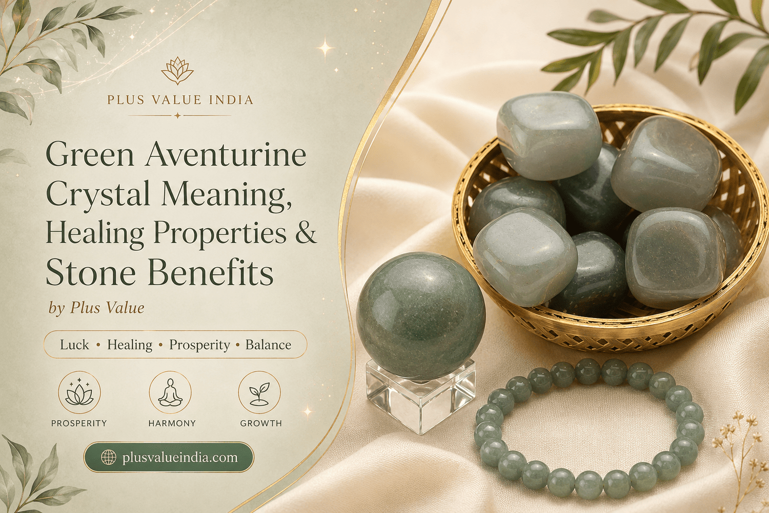 Green Aventurine Crystal Meaning, Healing Properties & Stone Benefits by Plus Value - plusvalueindia