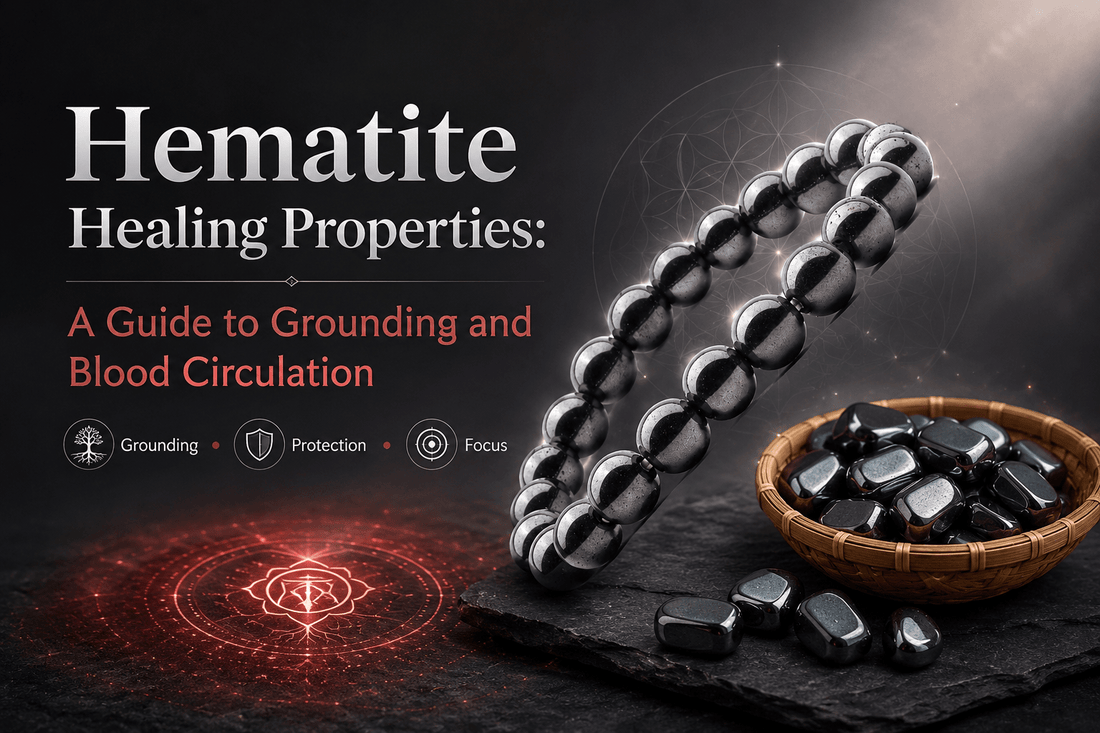 Hematite stone, natural metallic hematite shown close up for identification