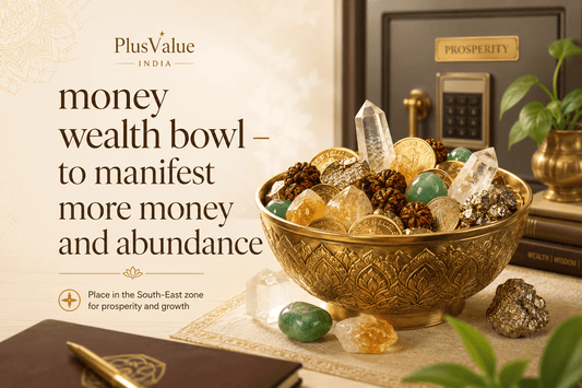 Money bowl, Feng Shui wealth bowl filled with citrine, coins and ingots for the wealth corner