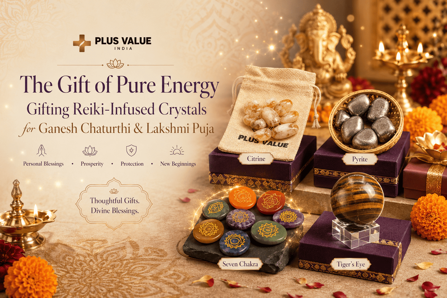 The Gift of Pure Energy: Gifting Reiki-Infused Crystals for Personal Blessings During Ganesh Chaturthi & Lakshmi Puja - plusvalueindia