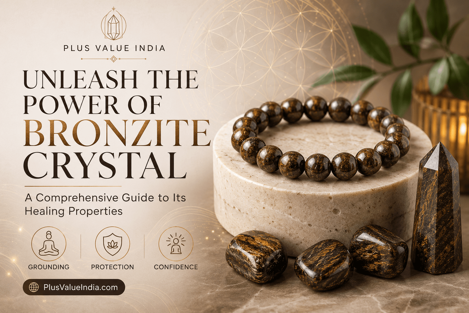 Bronzite stone, natural bronzite shown close up for identification, Plus Value India