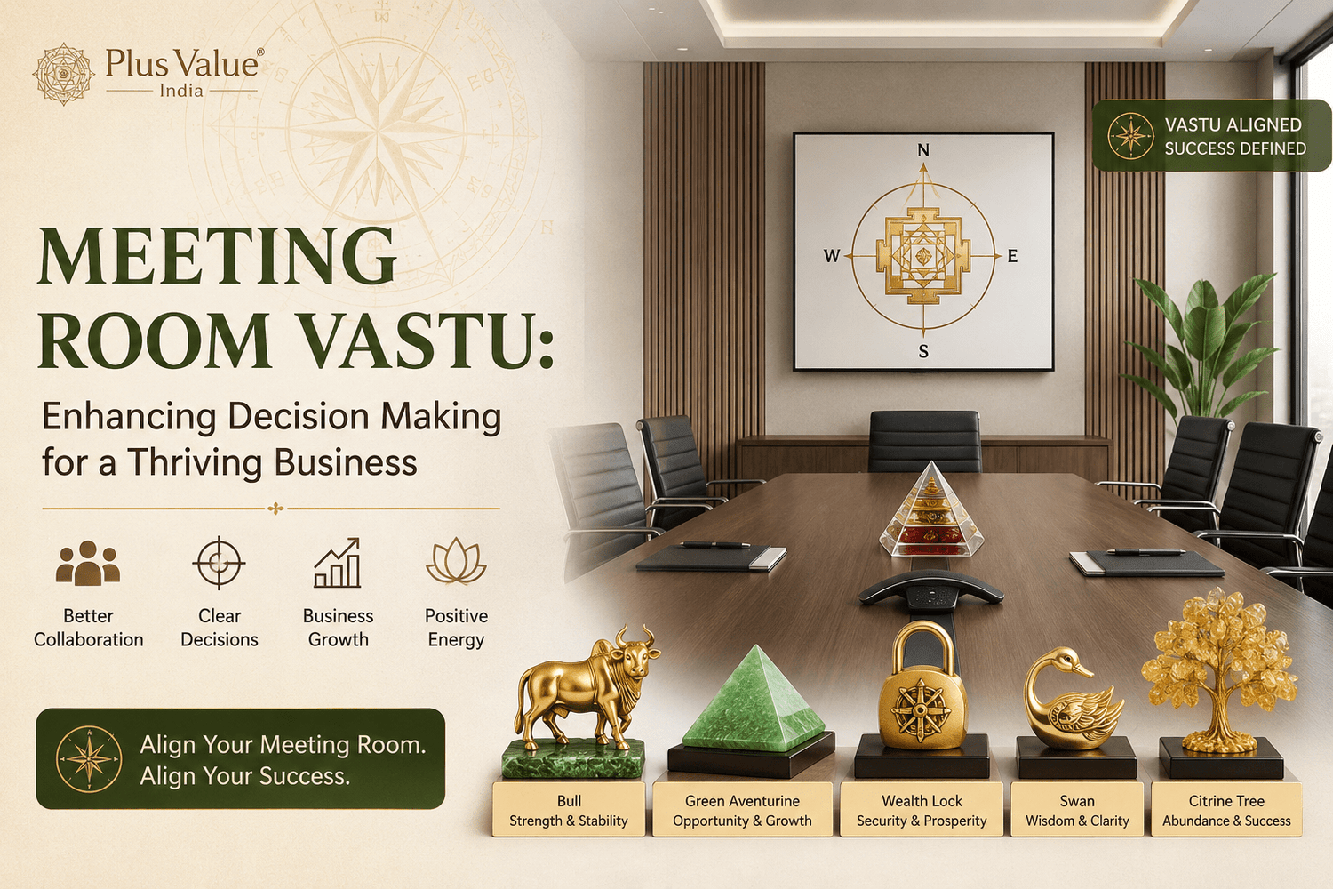 Vastu for a meeting room, table and seating direction marked on a plan