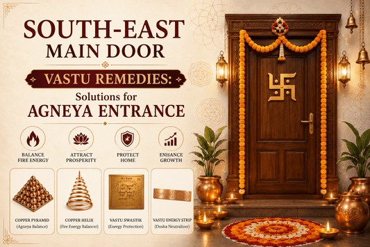 South east main door Vastu, Agneya entrance on a floor plan with the remedy placements marked