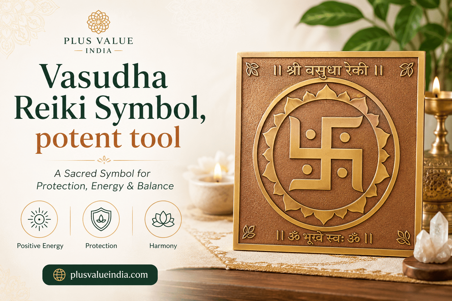Vasudha reiki symbol, the Sri Swastika form drawn with its stroke order and meaning