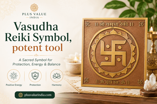 Vasudha reiki symbol, the Sri Swastika form drawn with its stroke order and meaning