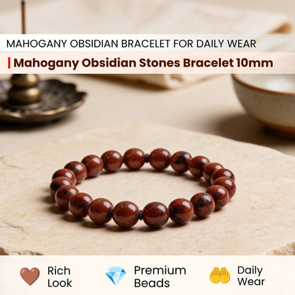 Mahogany Obsidian Stones Bracelet - plusvalueindia
