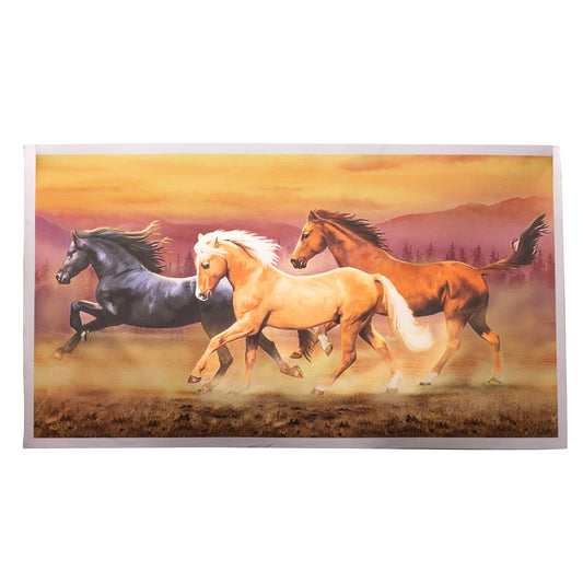 3 Red Running Horse Painting