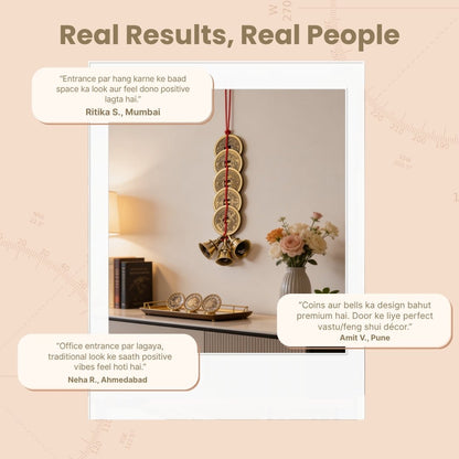 Feng Shui Lucky Bells & Coins - Vastu Hanging for Wealth & Prosperity, Home & Office Door - plusvalueindia