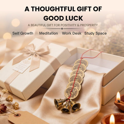 Feng Shui Lucky Bells & Coins - Vastu Hanging for Wealth & Prosperity, Home & Office Door - plusvalueindia