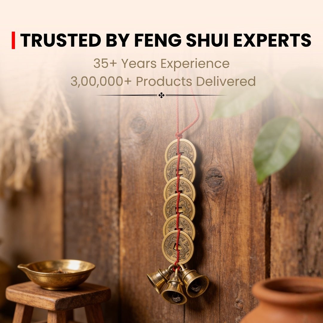 Feng Shui Lucky Bells & Coins - Vastu Hanging for Wealth & Prosperity, Home & Office Door - plusvalueindia