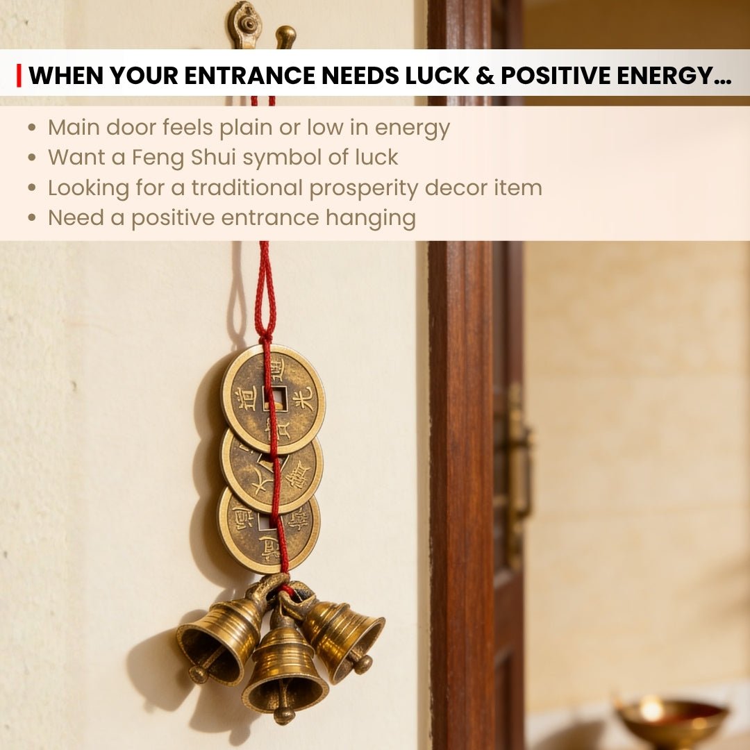Feng Shui Lucky Bells and Coins, traditional Vastu remedy for the home