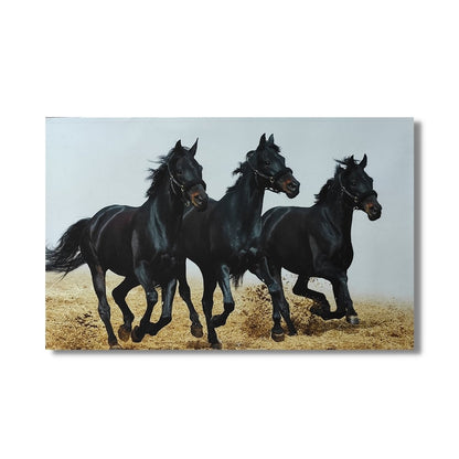 3 black running horses canvas print vastu & feng shui