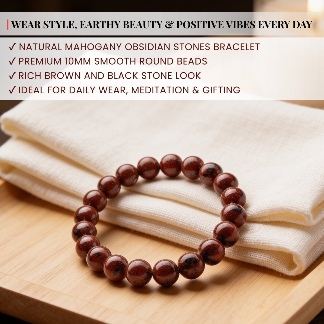 Mahogany Obsidian Stones Bracelet - plusvalueindia