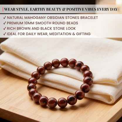 Mahogany Obsidian Stones Bracelet - plusvalueindia