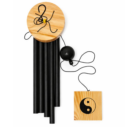 Feng Shui Metal Wind Chime Five 5 Rods Pipes Windchime for Home Office Positive Energy for Balcony Bedroom Excellent Sound [30inch / 76cm, Black Colour]