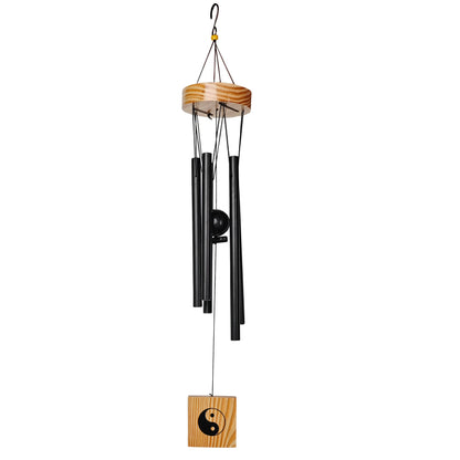 Feng Shui Metal Wind Chime Five 5 Rods Pipes Windchime for Home Office Positive Energy for Balcony Bedroom Excellent Sound [30inch / 76cm, Black Colour]