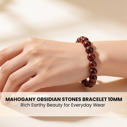 Mahogany Obsidian Stones Bracelet - plusvalueindia