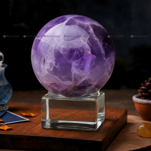 Amethyst Sphere Ball With Crystal Stand (Stone of Concentration)