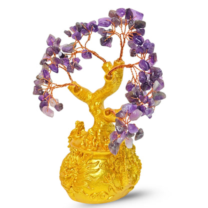 Amethyst Crystal Tree for Love, Peace & Good Sleep Handmade Feng Shui Money Tree for Positive Energy Healing Stone Showpiece for Bedroom, Study Table & Vastu Gift for Her