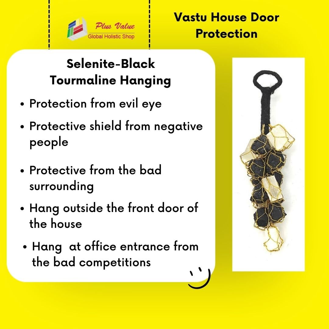 Black Tourmaline Selenite Stone Hanging