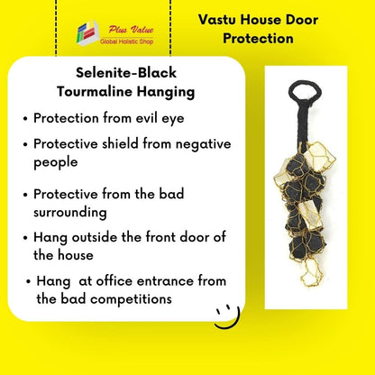 Black Tourmaline Selenite Stone Hanging