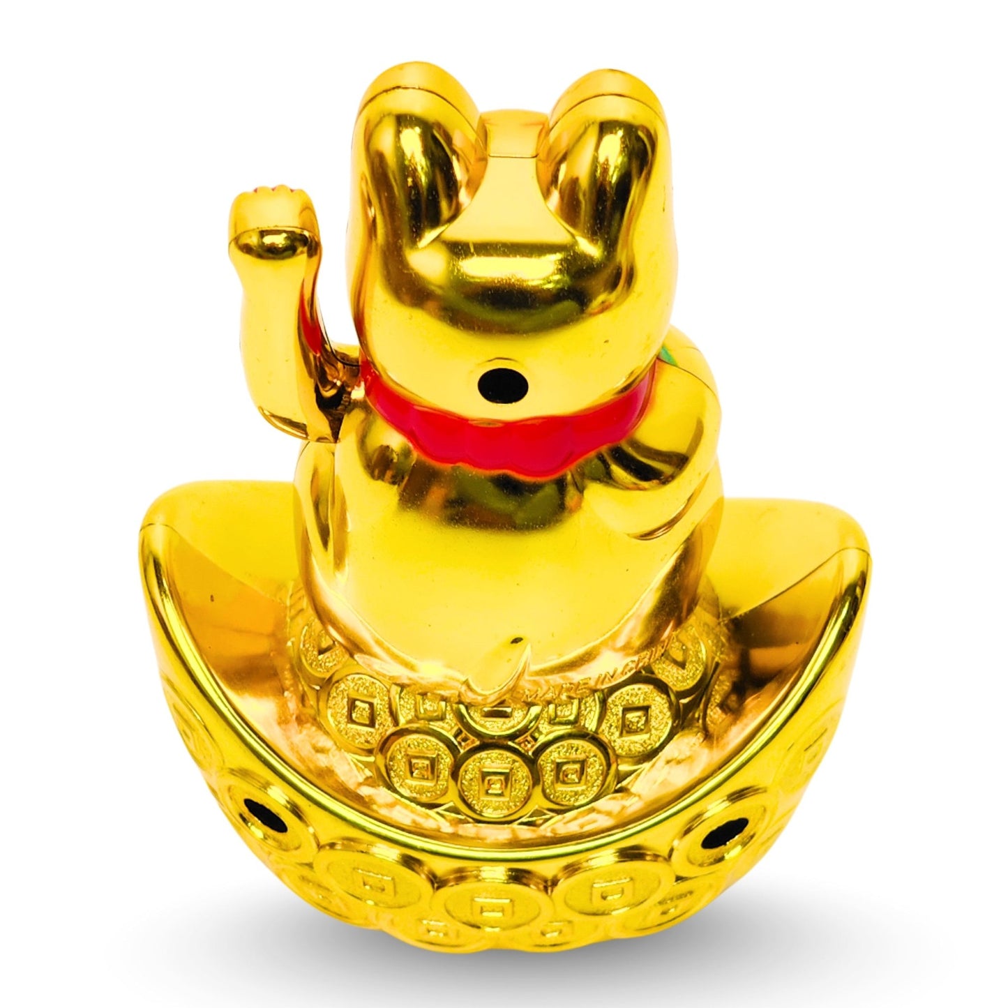 Golden Feng Shui Lucky Cat Maneki Neko Showpiece for Wealth & Good Luck Cute Vastu Waving Welcome Cat Idol for Positive Home Decor, Office Desk & Shop Cash Counter Gift - plusvalueindia
