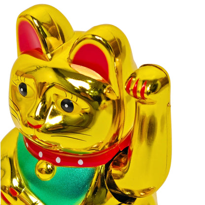 Golden Feng Shui Lucky Cat Maneki Neko Showpiece for Wealth & Good Luck Cute Vastu Waving Welcome Cat Idol for Positive Home Decor, Office Desk & Shop Cash Counter Gift - plusvalueindia