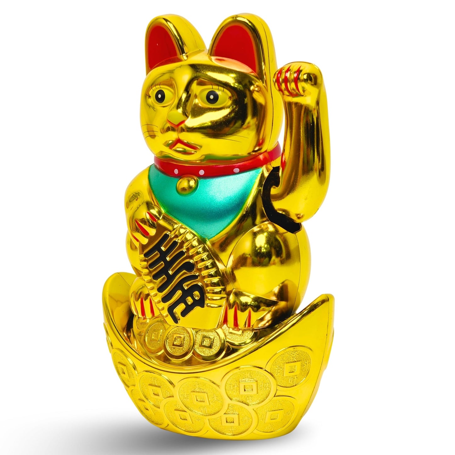 Golden Feng Shui Lucky Cat Maneki Neko Showpiece for Wealth & Good Luck Cute Vastu Waving Welcome Cat Idol for Positive Home Decor, Office Desk & Shop Cash Counter Gift - plusvalueindia