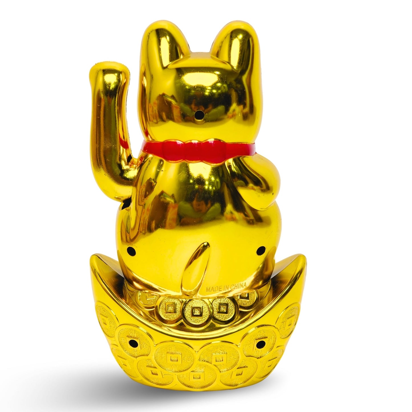 Golden Feng Shui Lucky Cat Maneki Neko Showpiece for Wealth & Good Luck Cute Vastu Waving Welcome Cat Idol for Positive Home Decor, Office Desk & Shop Cash Counter Gift - plusvalueindia