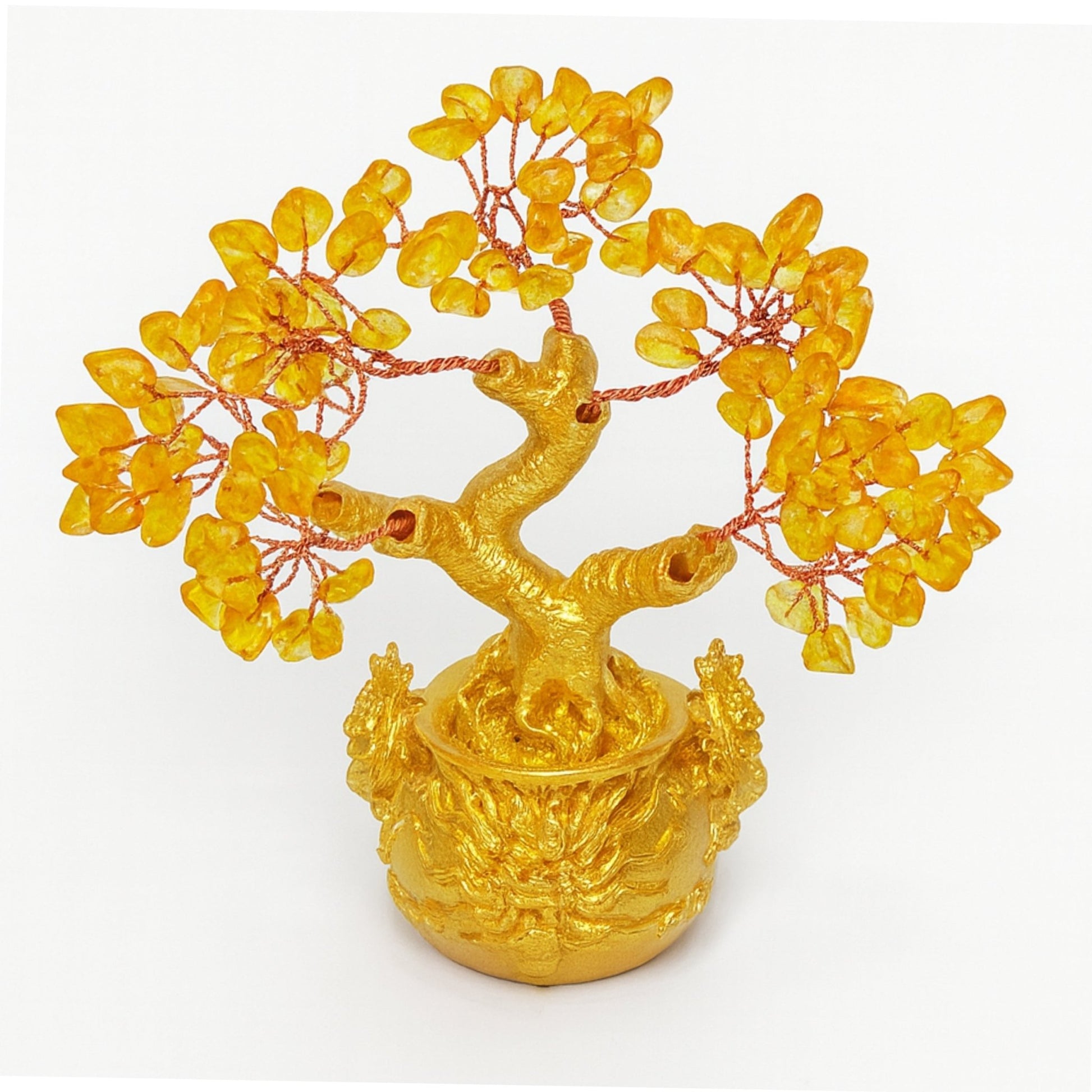 Citrine Crystal Money Tree for Wealth, Luck & Sunkissed Positivity Handmade Feng Shui Bonsai for Abundance Golden Healing Stone Showpiece for Home Decor & Vastu Gift - plusvalueindia