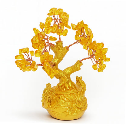 Citrine Crystal Money Tree for Wealth, Luck & Sunkissed Positivity Handmade Feng Shui Bonsai for Abundance Golden Healing Stone Showpiece for Home Decor & Vastu Gift - plusvalueindia