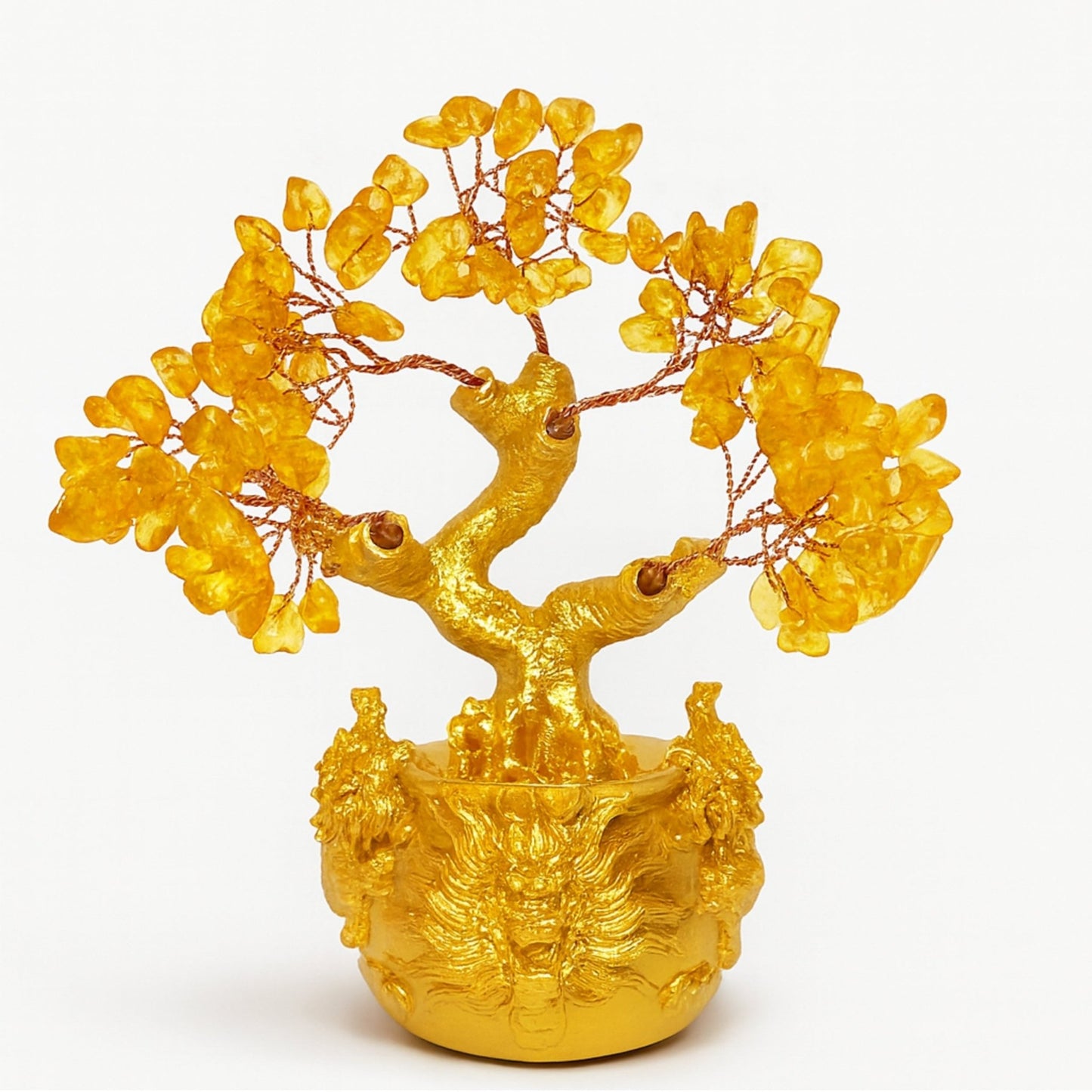 Citrine Crystal Money Tree for Wealth, Luck & Sunkissed Positivity Handmade Feng Shui Bonsai for Abundance Golden Healing Stone Showpiece for Home Decor & Vastu Gift - plusvalueindia
