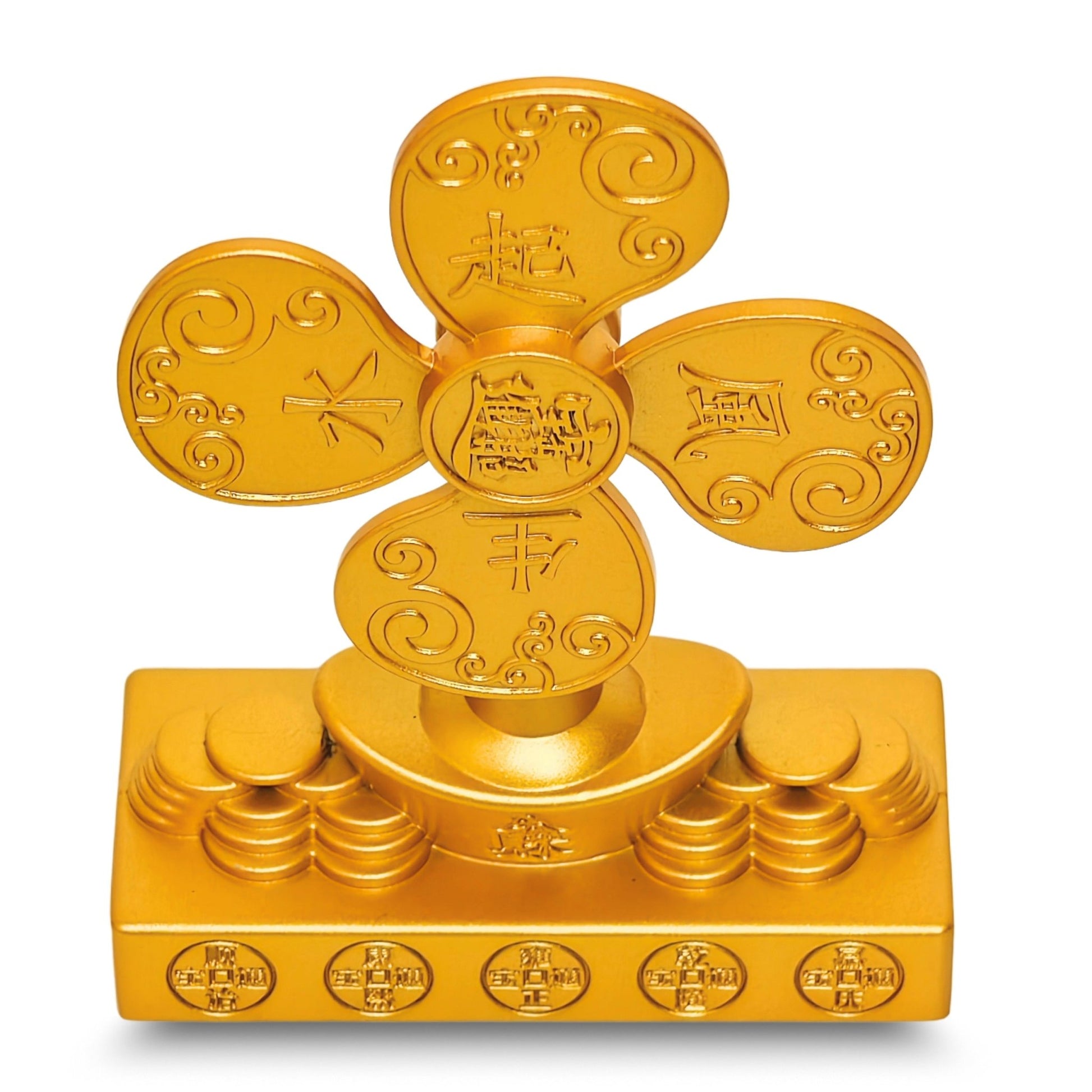 Feng Shui Money Tree Windmill Showpiece for Wealth & Good Luck | Cute Golden Table Decor for Bookshelf, Shop Counter & TV Unit | New Year Gift Figurine for Positive Vibes at Home & Office - plusvalueindia
