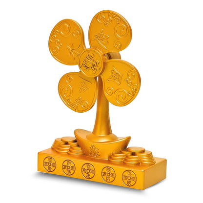Feng Shui Money Tree Windmill Showpiece for Wealth & Good Luck | Cute Golden Table Decor for Bookshelf, Shop Counter & TV Unit | New Year Gift Figurine for Positive Vibes at Home & Office - plusvalueindia
