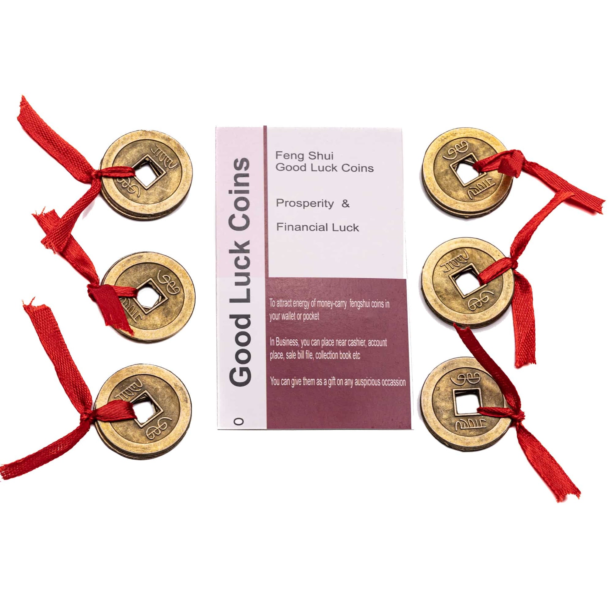 Feng Shui Good Luck Coins Brass 6 Set