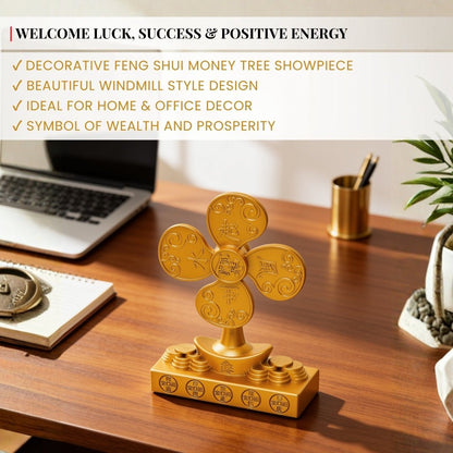 Feng Shui Money Tree Windmill Showpiece for Wealth & Good Luck - plusvalueindia