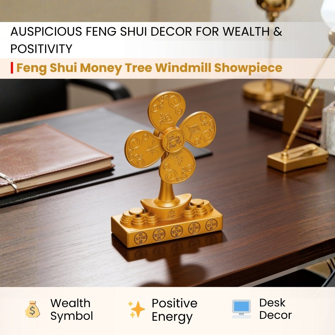Feng Shui Money Tree Windmill Showpiece for Wealth & Good Luck - plusvalueindia
