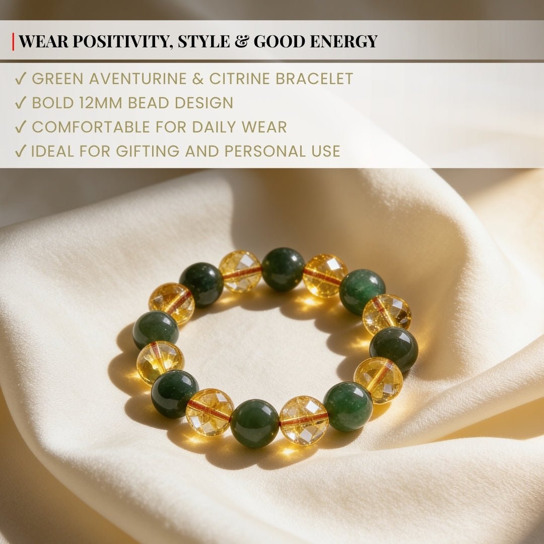 Combined Green Aventurine & Citrine Bracelet - plusvalueindia