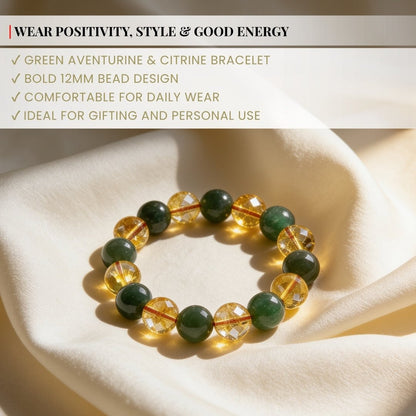 Combined Green Aventurine & Citrine Bracelet - plusvalueindia