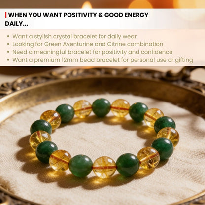Combined Green Aventurine & Citrine Bracelet - plusvalueindia