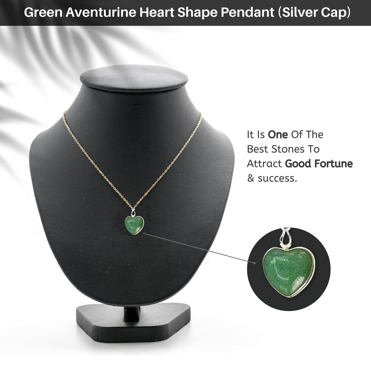 Green-Aventurine-Heart-Shape-Pendant-(Silver Cap)