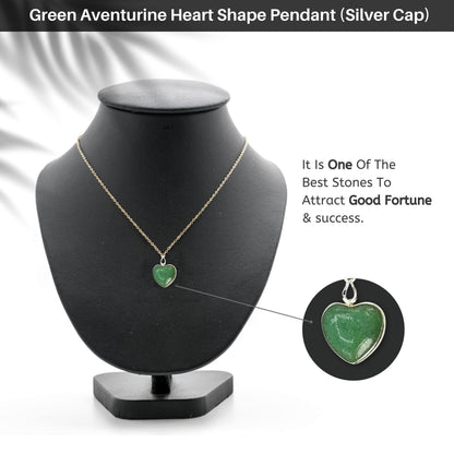 Green-Aventurine-Heart-Shape-Pendant-(Silver Cap)