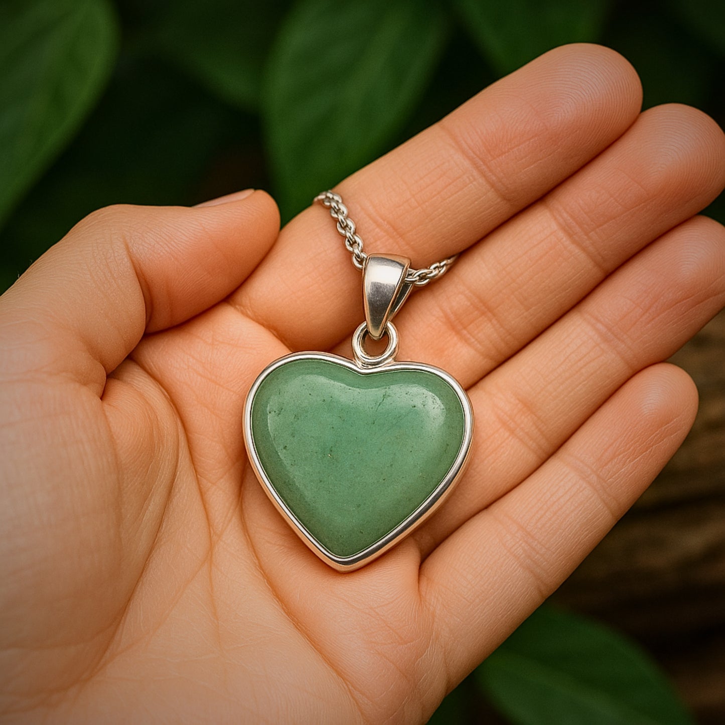 green aventurine heart shape pendant